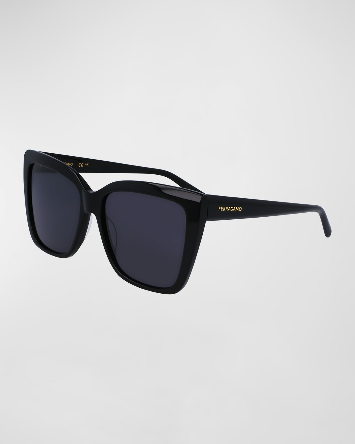 Ferragamo Sleek Logo Acetate Square Sunglasses In Black