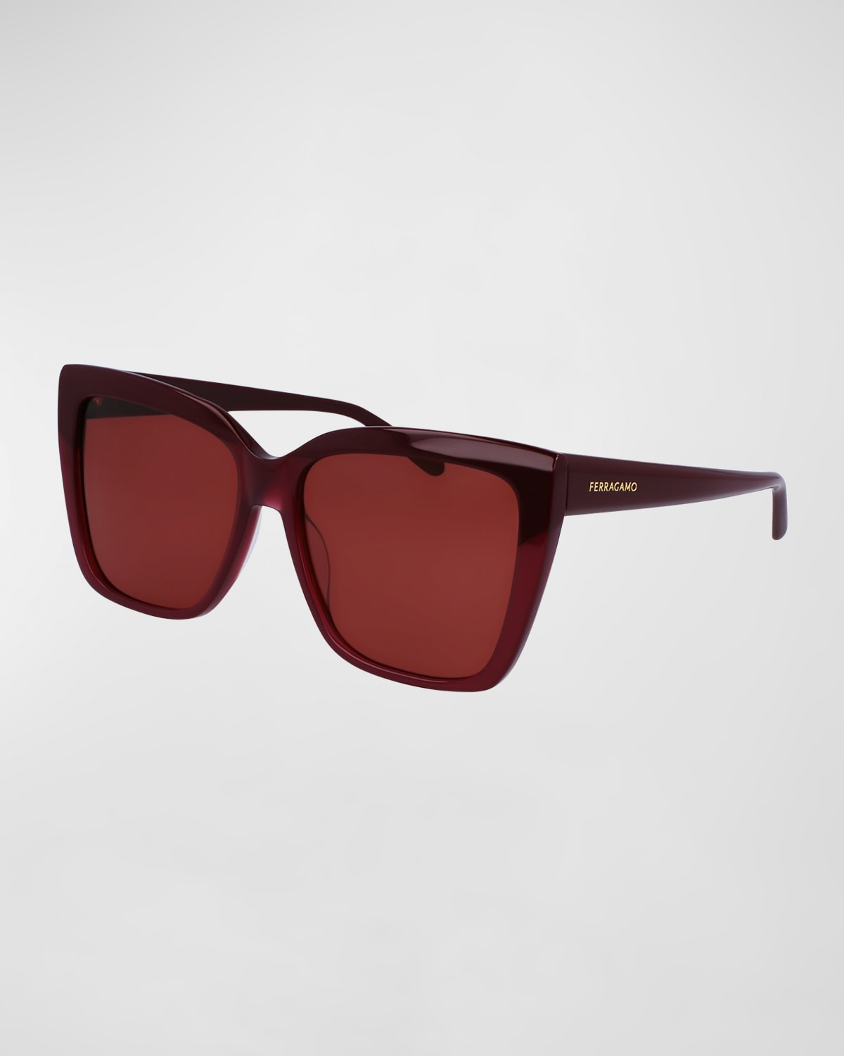 Ferragamo Sleek Logo Acetate Square Sunglasses In Brown
