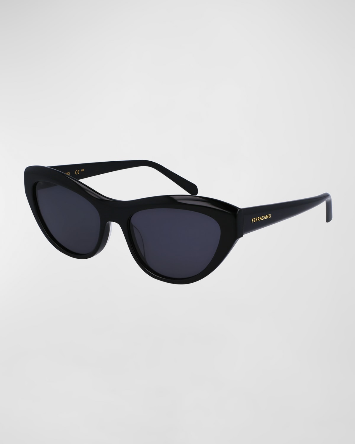 Ferragamo Sleek Logo Acetate Cat-eye Sunglasses In Black