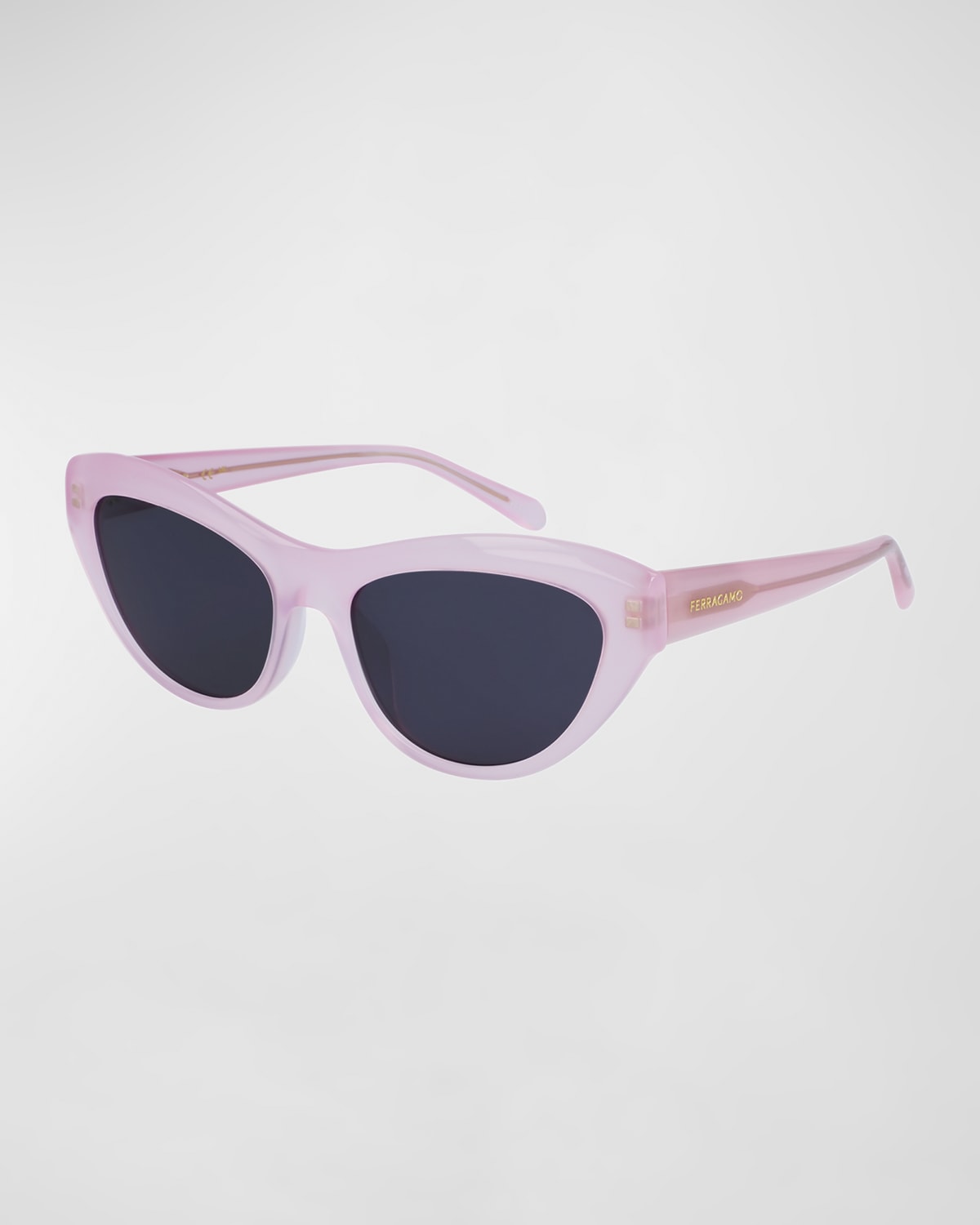 Ferragamo Sleek Logo Acetate Cat-eye Sunglasses In Opaline Pink