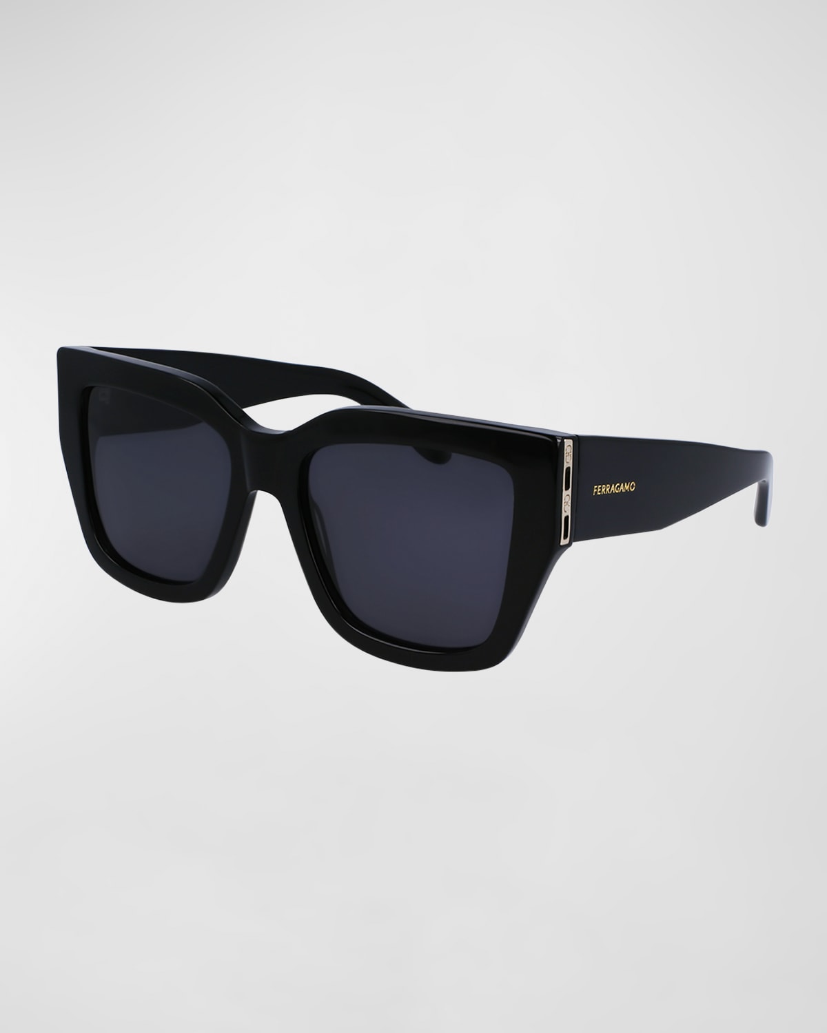 Ferragamo Logo Acetate Square Sunglasses In Black