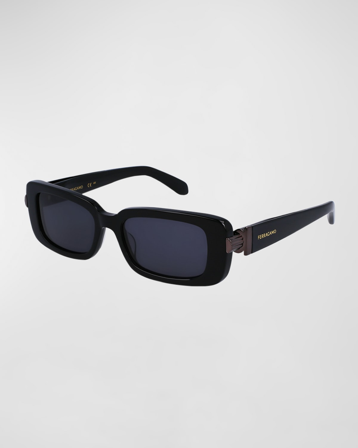 Ferragamo Gancini Evolution 52mm Rectangular Sunglasses In Black