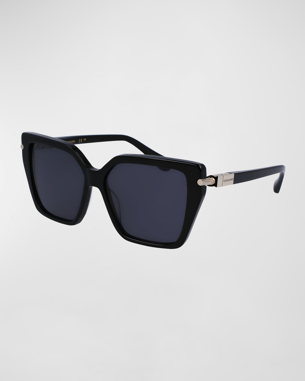 Ferragamo Logo Acetate & Metal Butterfly Sunglasses In Black