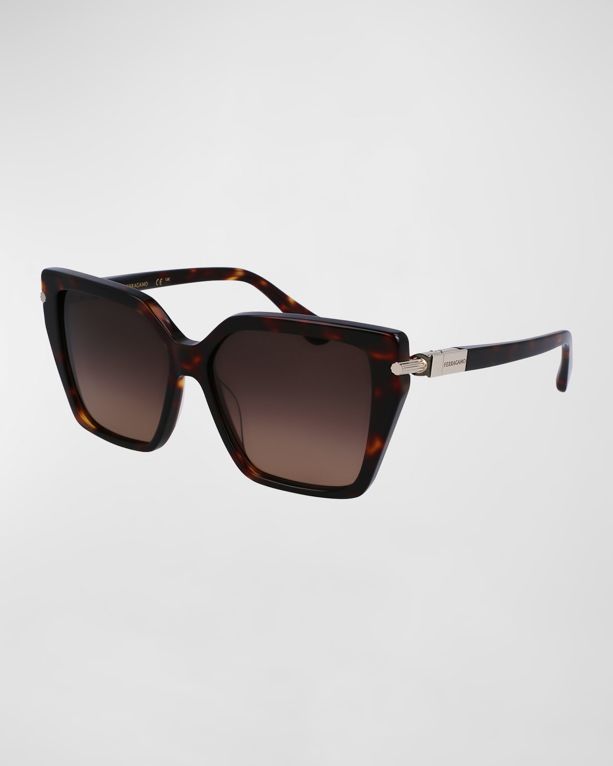 Ferragamo Logo Acetate & Metal Butterfly Sunglasses In Dark Tortoise