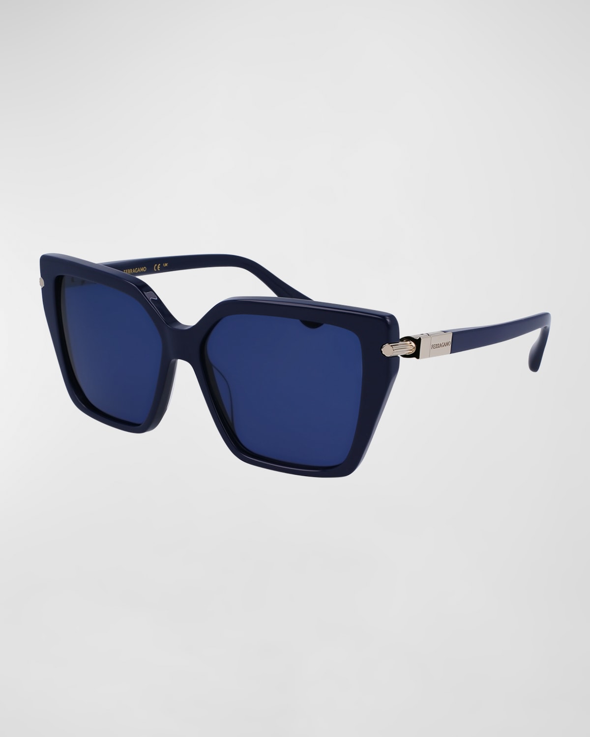 Ferragamo Logo Acetate & Metal Butterfly Sunglasses In Blue Navy