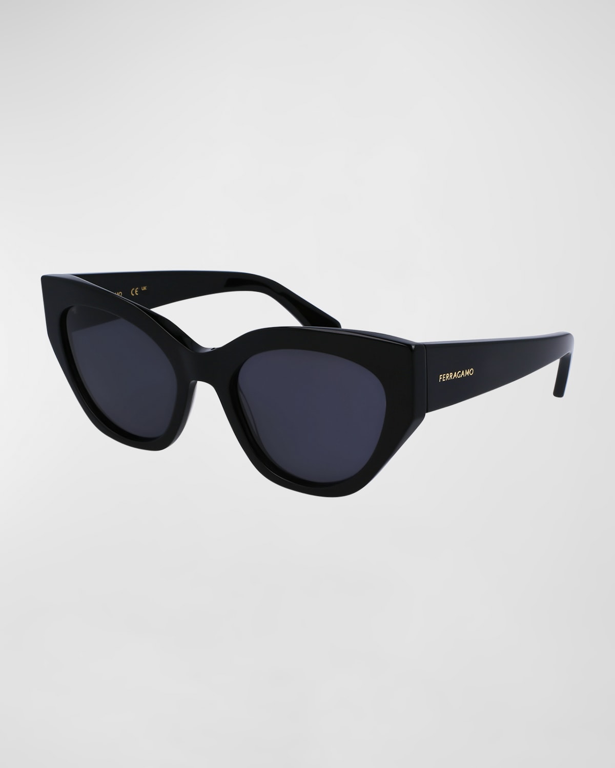 Shop Ferragamo Classic Logo Acetate Cat-eye Sunglasses In Black