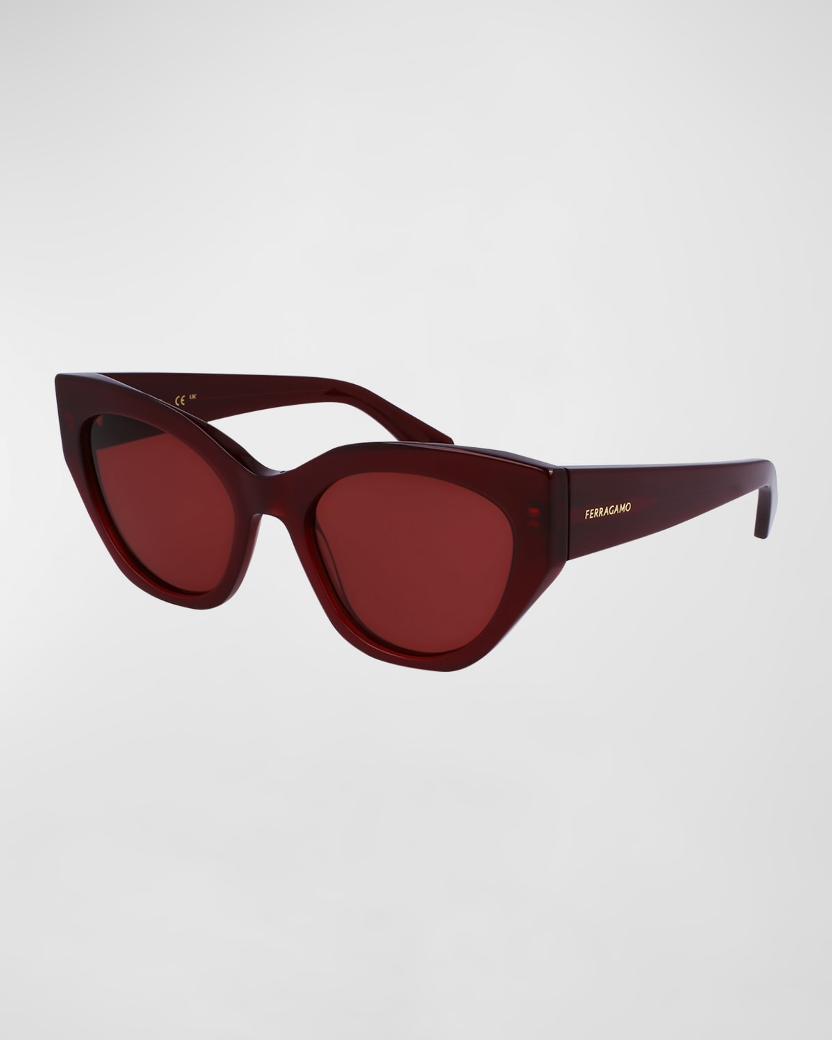 Shop Ferragamo Classic Logo Acetate Cat-eye Sunglasses In Opaline Wine