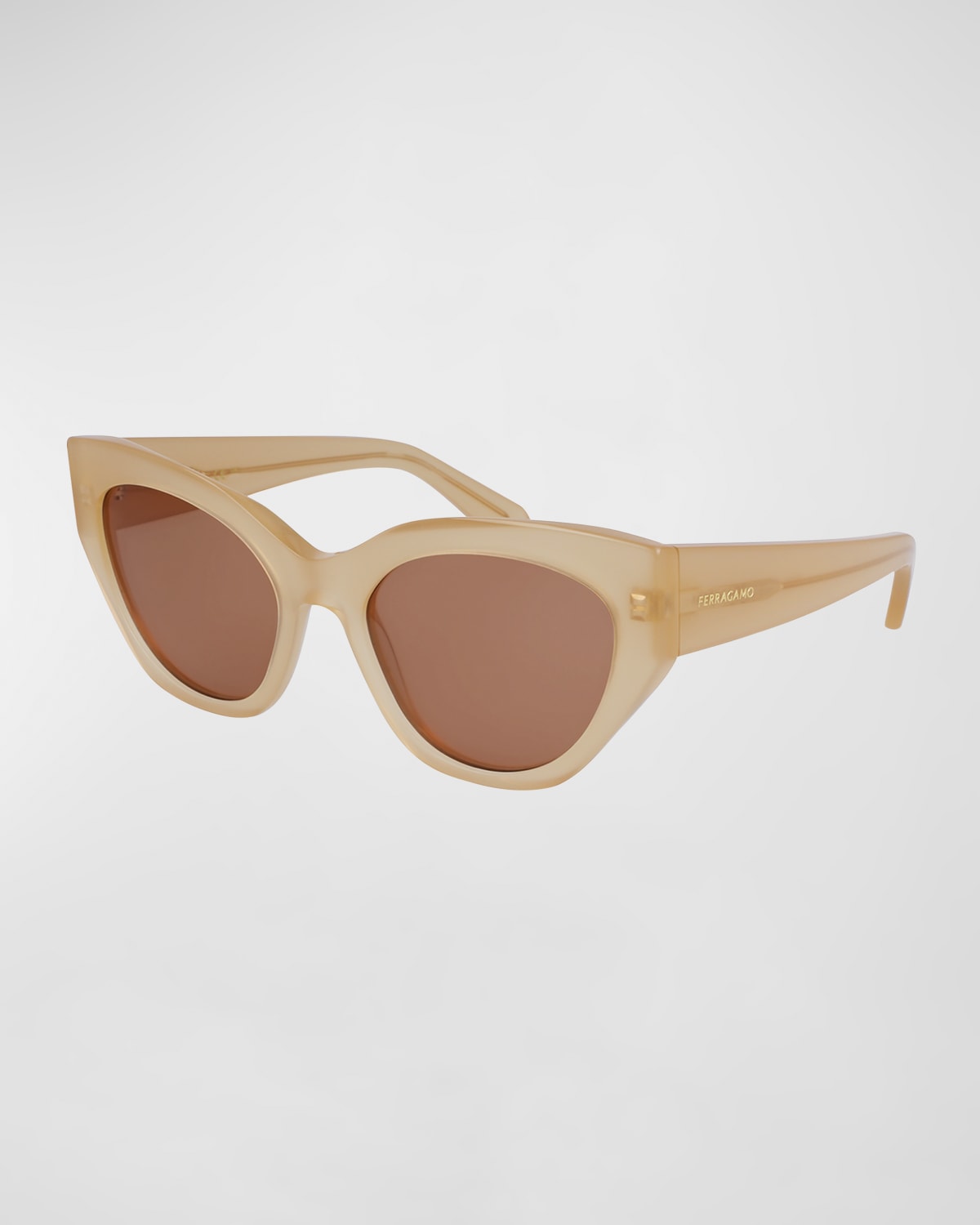 Shop Ferragamo Classic Logo Acetate Cat-eye Sunglasses In Opaline Honey