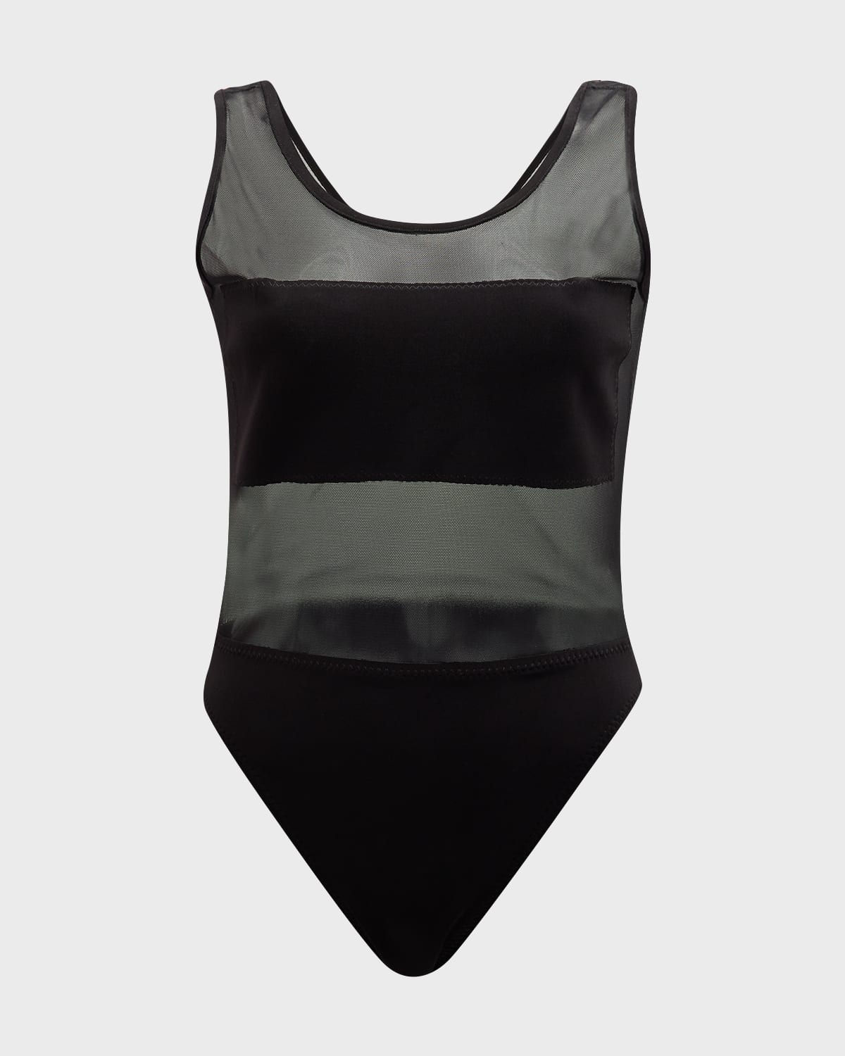 Norma Kamali Dash Dash Mesh One-piece Swimsuit In Black/black Mesh