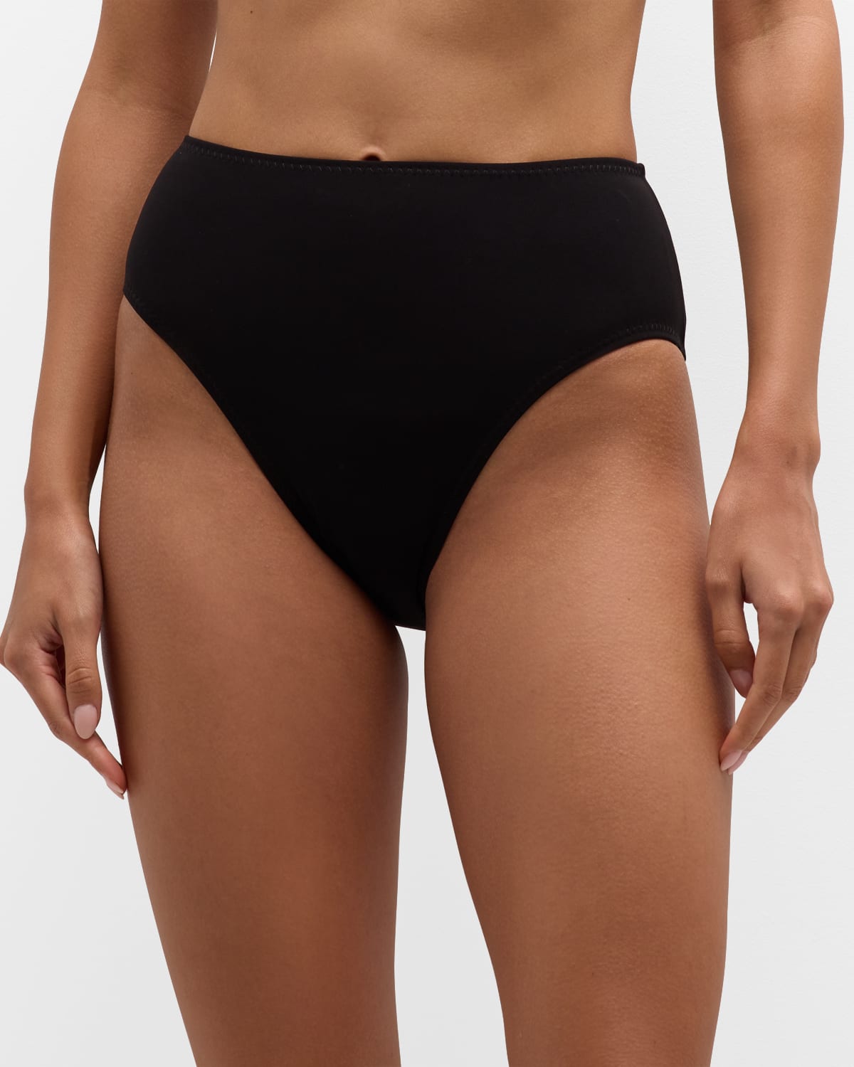 Shop Norma Kamali High-waist Bikini Bottoms In Black