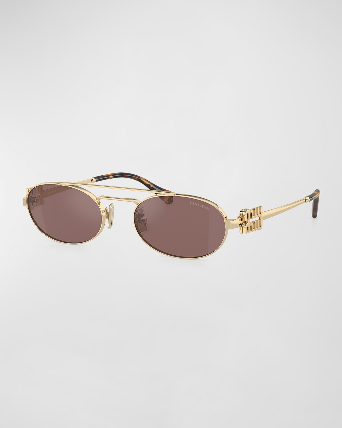 Shop Miu Miu Logo Metal Aviator Sunglasses In Silver Mirror