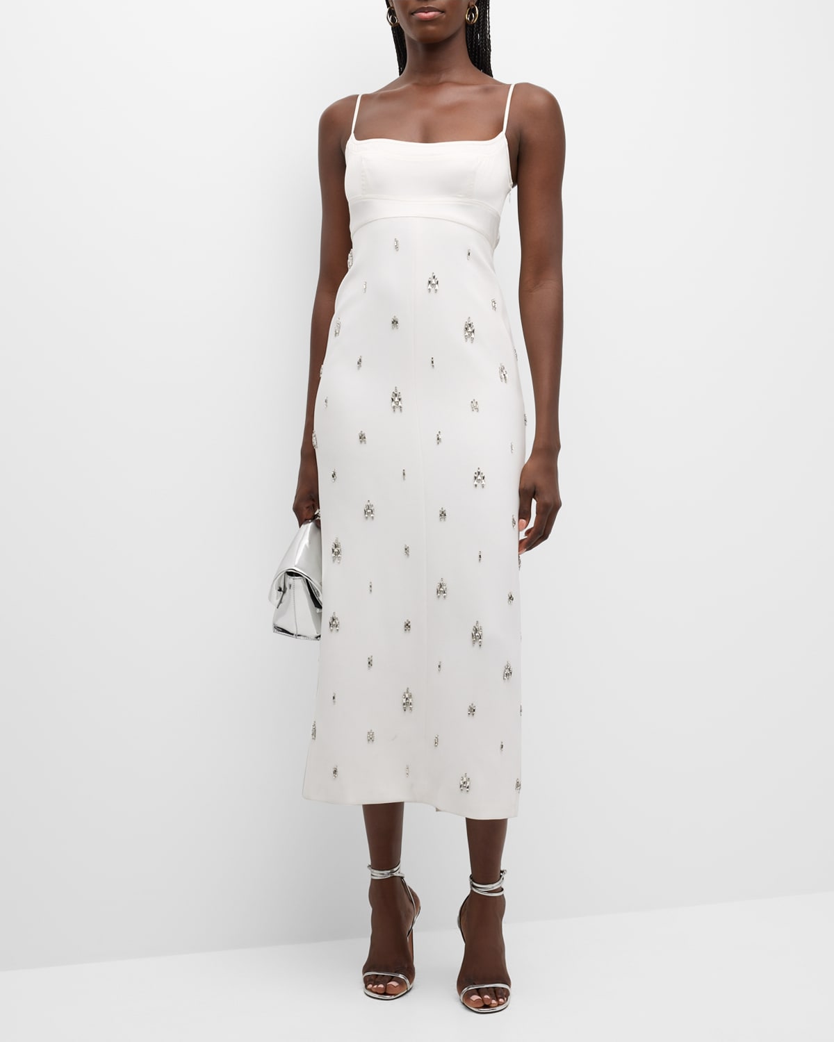 Shop A.l.c Alana Jewel-embellished Midi Dress In White
