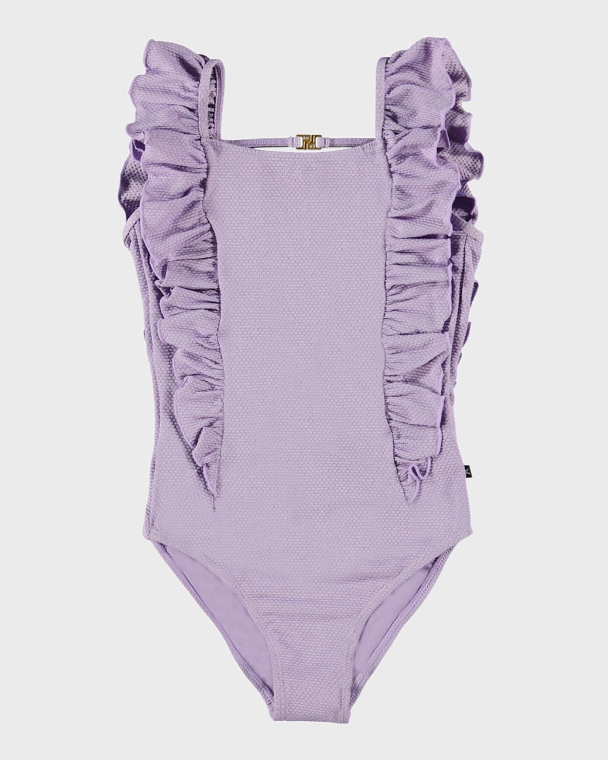 Molo Kids' Girl's Nathalie One Piece Ruffle Swimsuit In Viola