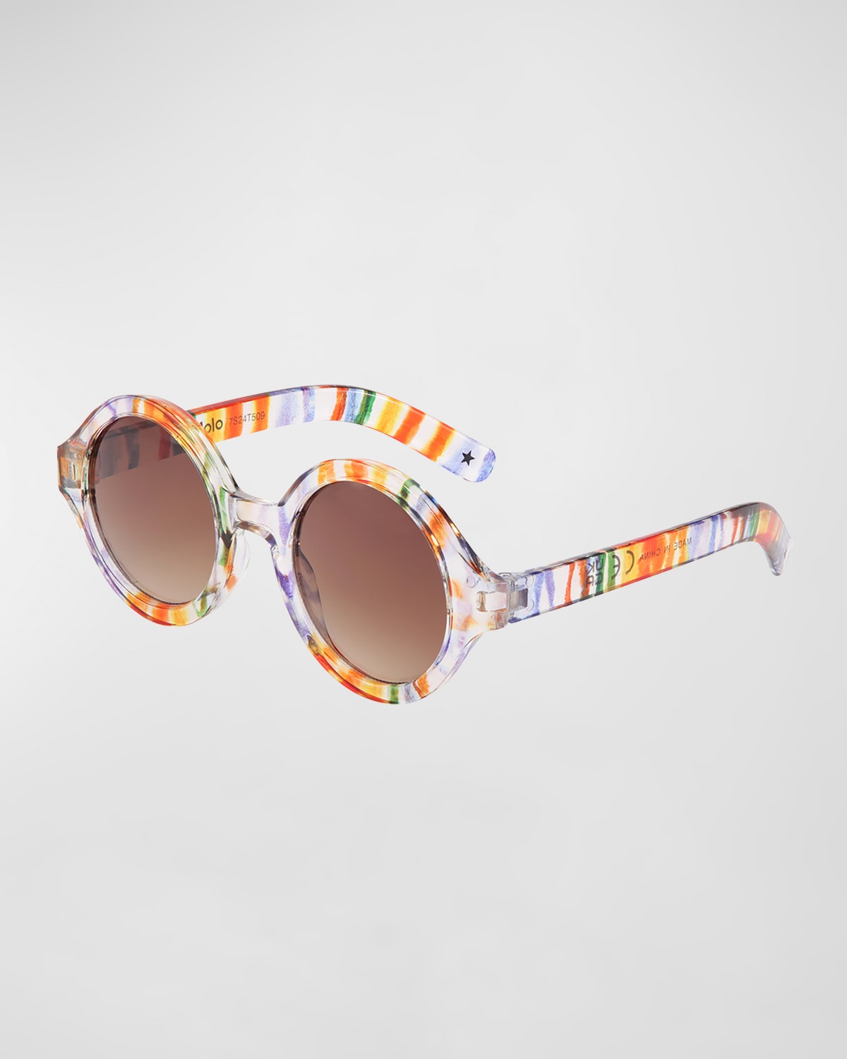 Molo Kids' Girl's Shelby Multicolor Round Sunglasses In Watercolours