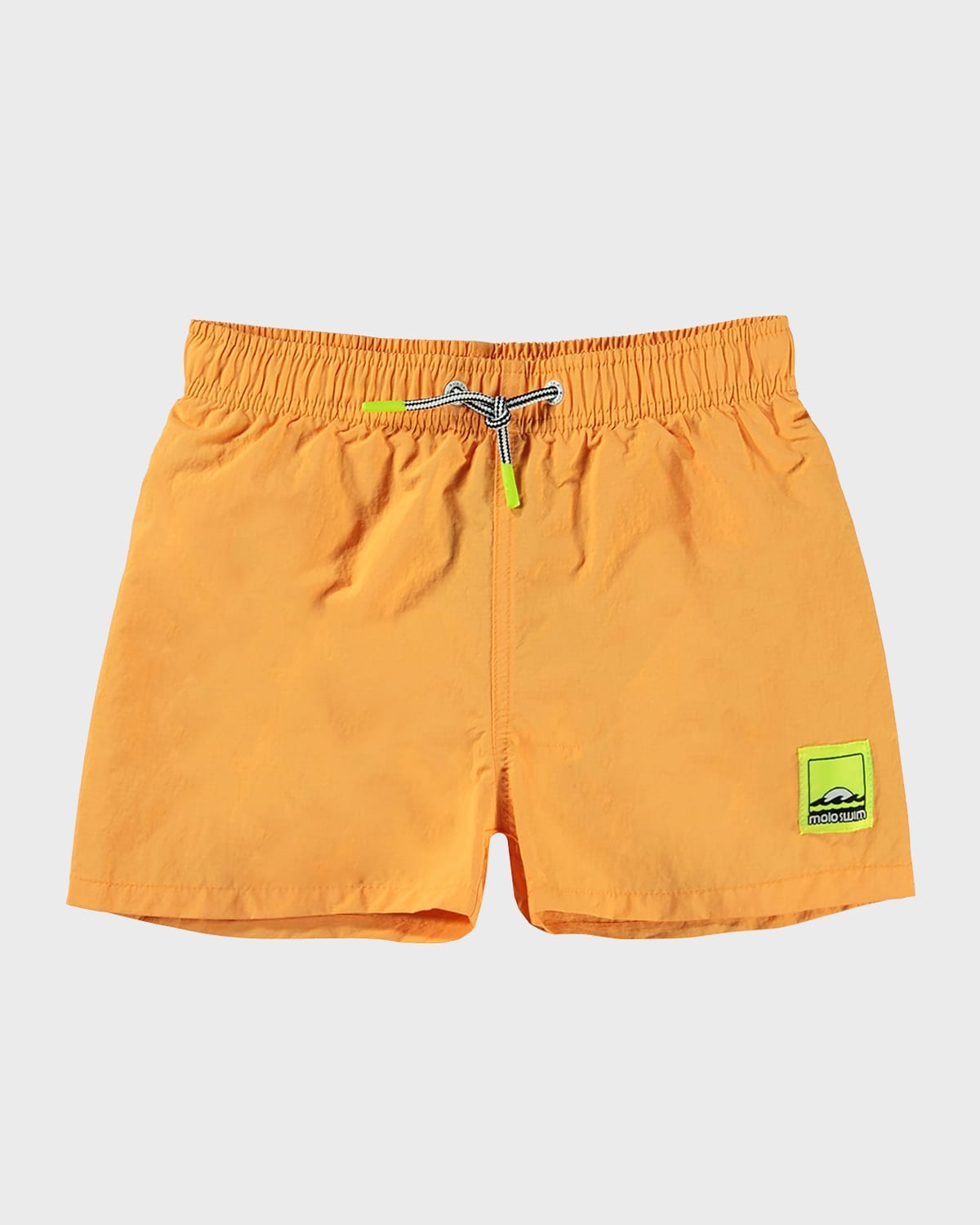 Molo Kids' Niko Solid Logo-patch Swim Shorts In Sunset