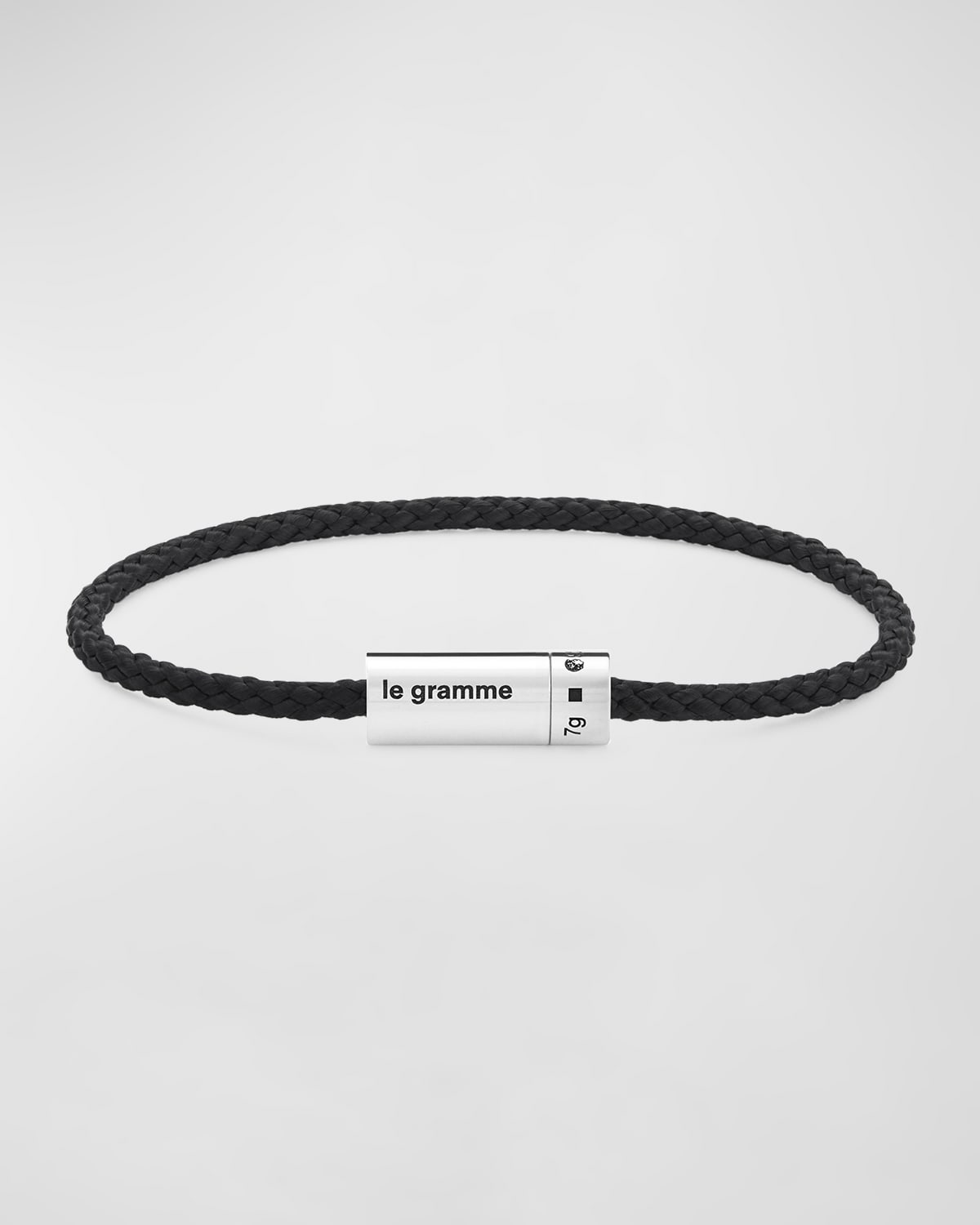 Le Gramme 7g Braided Cord And Sterling Silver Bracelet In Black And Sterlin
