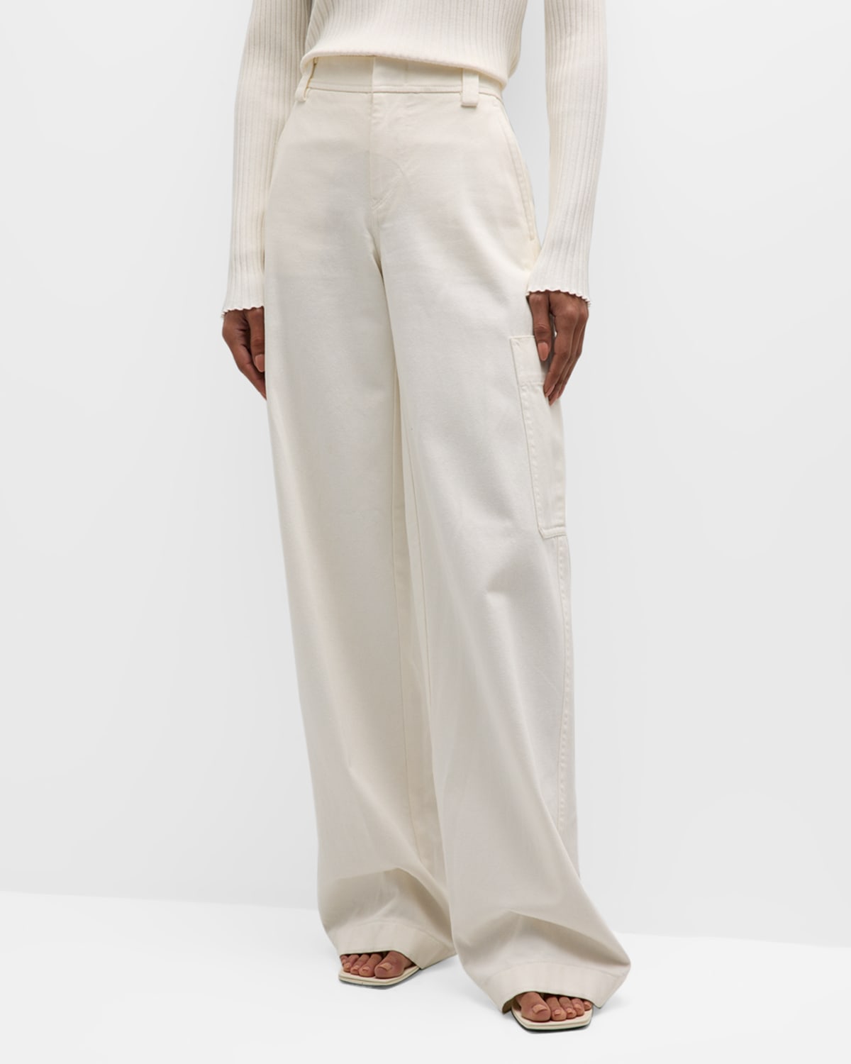Shop Vince Utility Wide-leg Cotton Pants In Off White