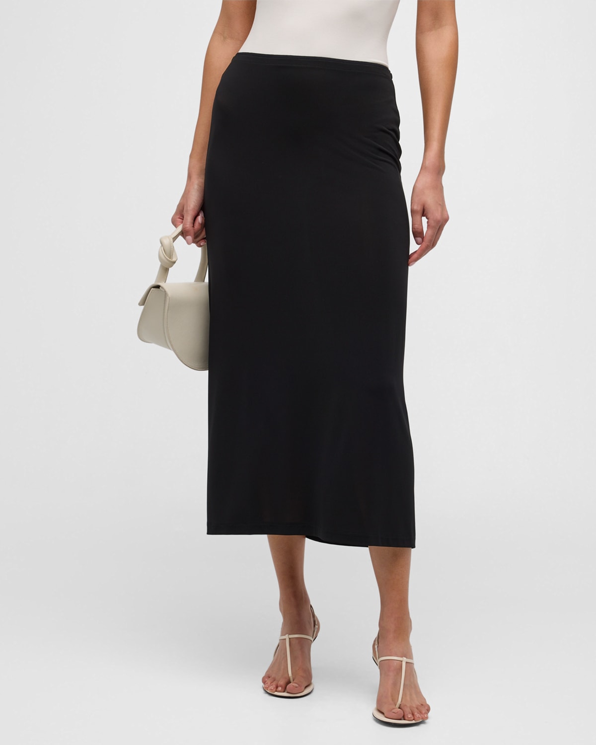 Shop Vince Pull-on Midi Slip Skirt In Black