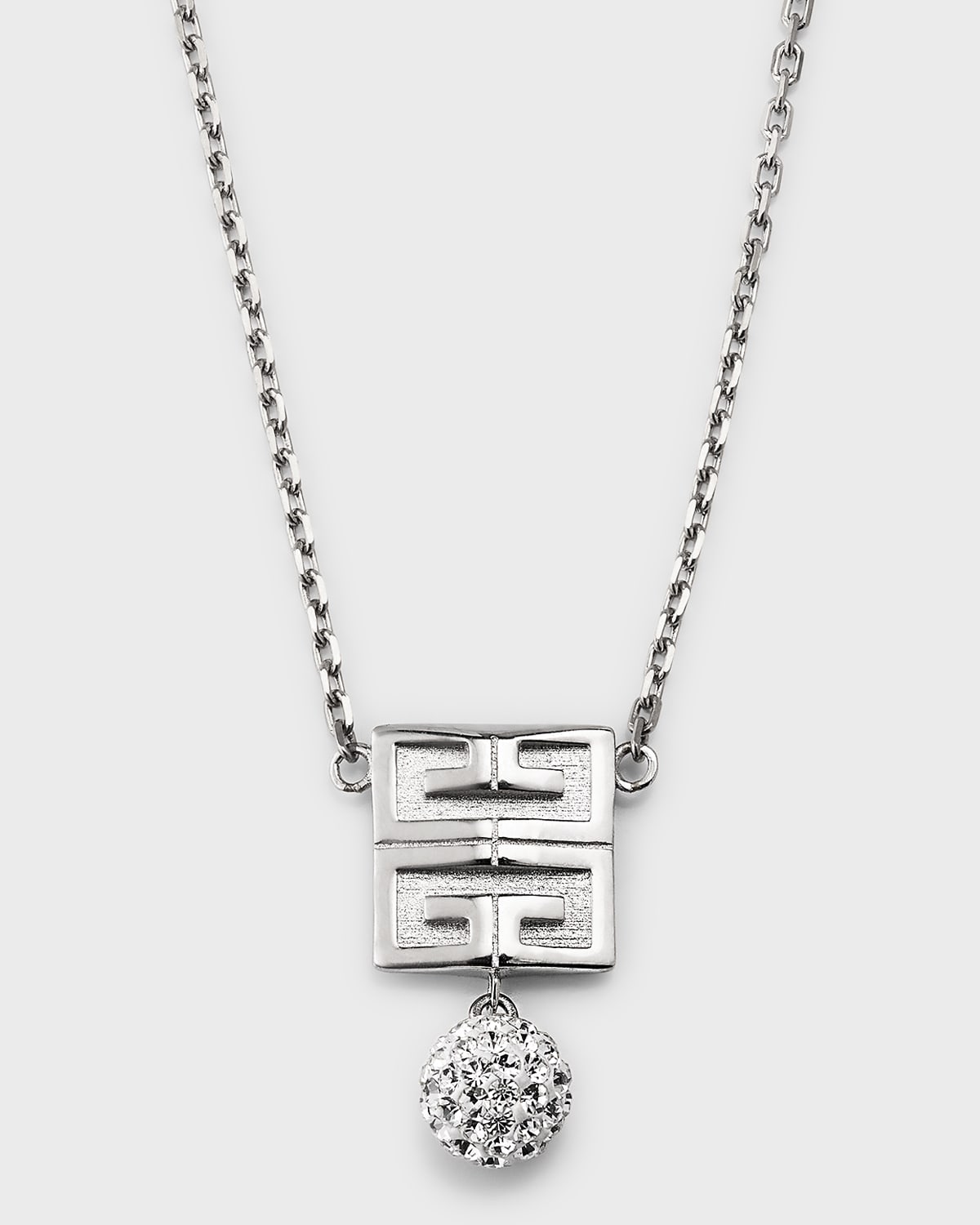 Givenchy 4g Silvery Crystal Necklace In Metallic