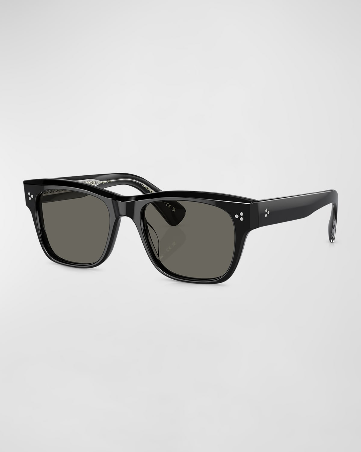 Shop Oliver Peoples Men's Birell Sun Acetate Rectangle Sunglasses In Black