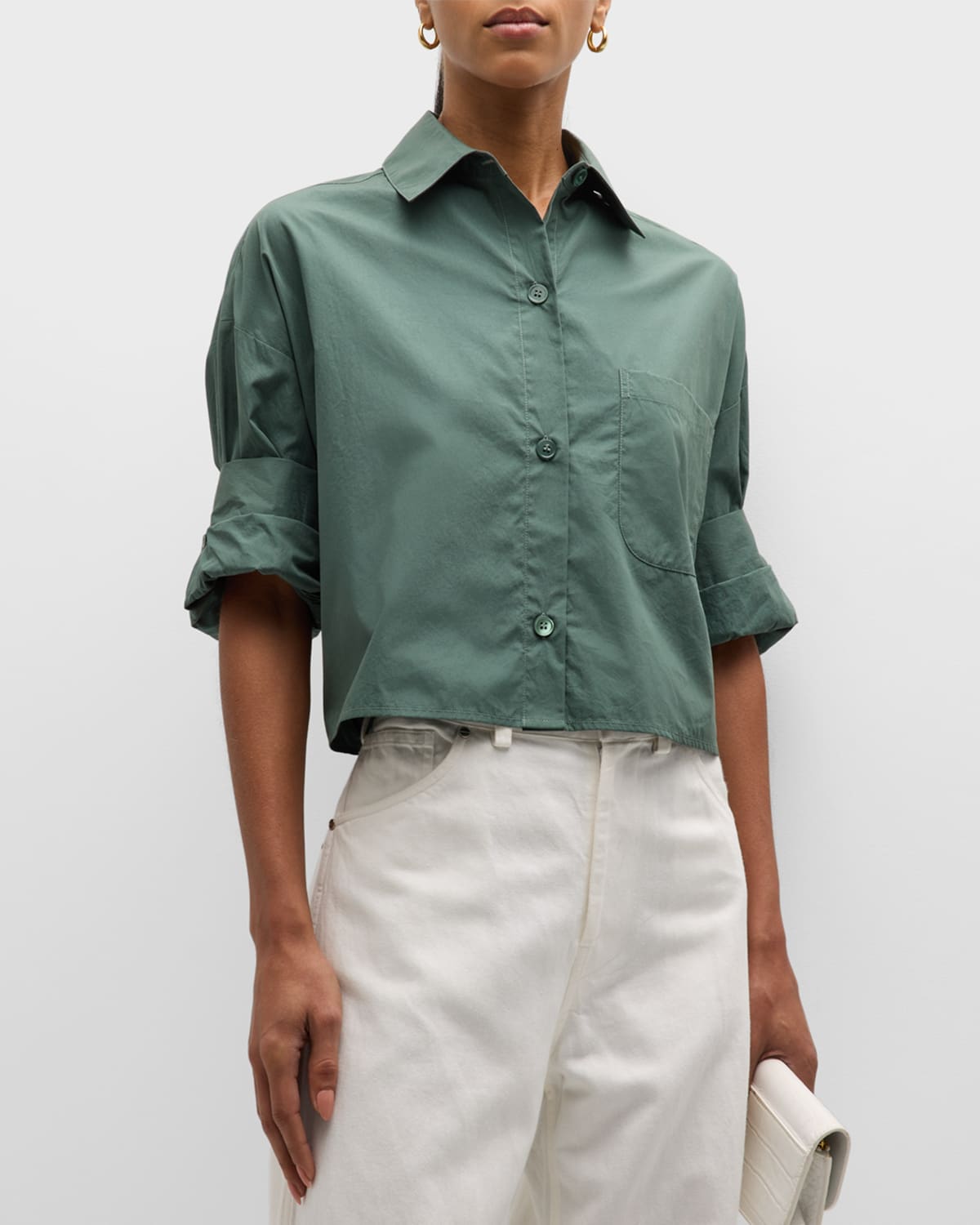 Next Ex Cropped Button-Front Shirt