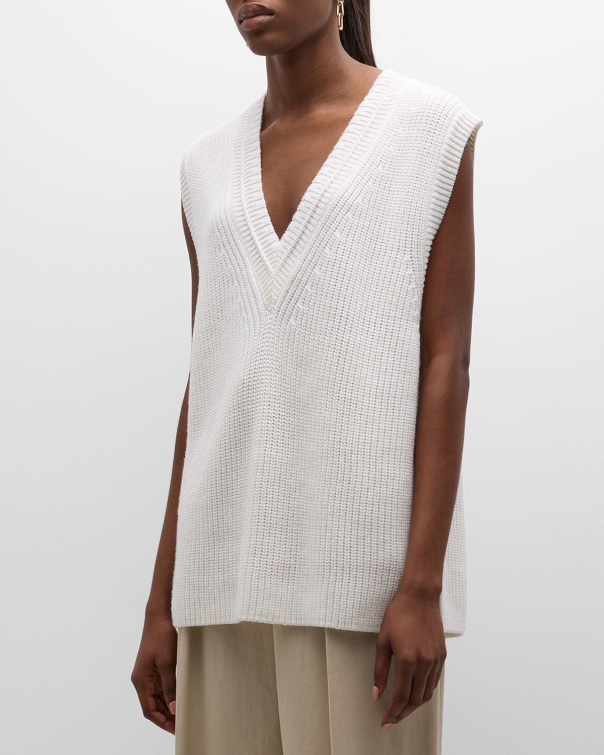 Twp Kendall Merino Wool Sweater Vest In Winter White
