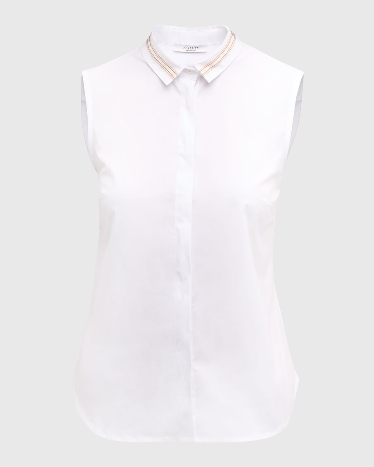 PESERICO SLEEVELESS RIBBON-TRIM BUTTON-DOWN TOP