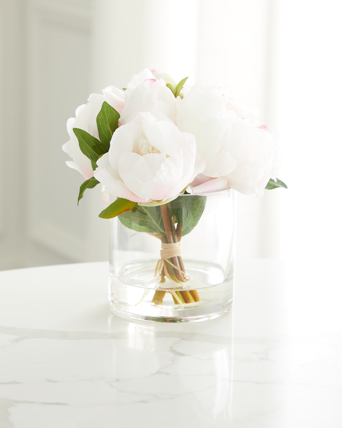 Shop T & C Floral Company Fresh Cut Peonies Faux Floral Arrangement In Glass Jar - 9" In Cream