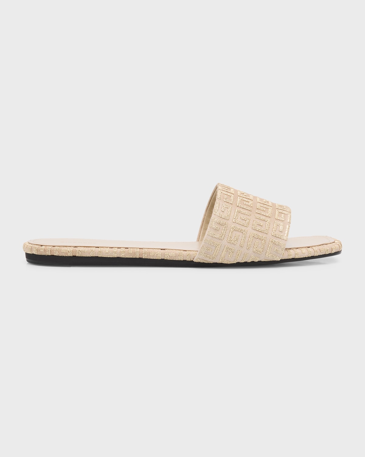 Shop Givenchy 4g Cotton Flat Slide Sandals In Dusty Gold