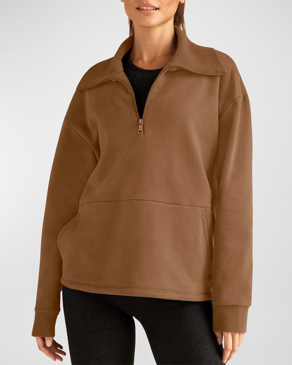 Beyond Yoga Trek Pullover In Toffee