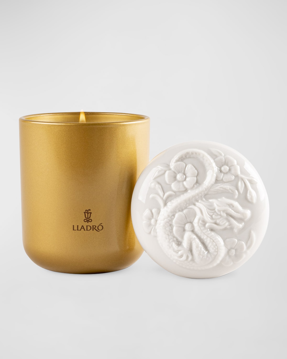 Lladrò Dragon Candle - Redwood Fire In White/gold