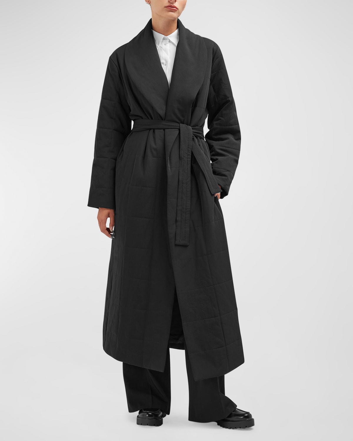 CARESTE AUGUST QUILTED TWILL WRAP COAT
