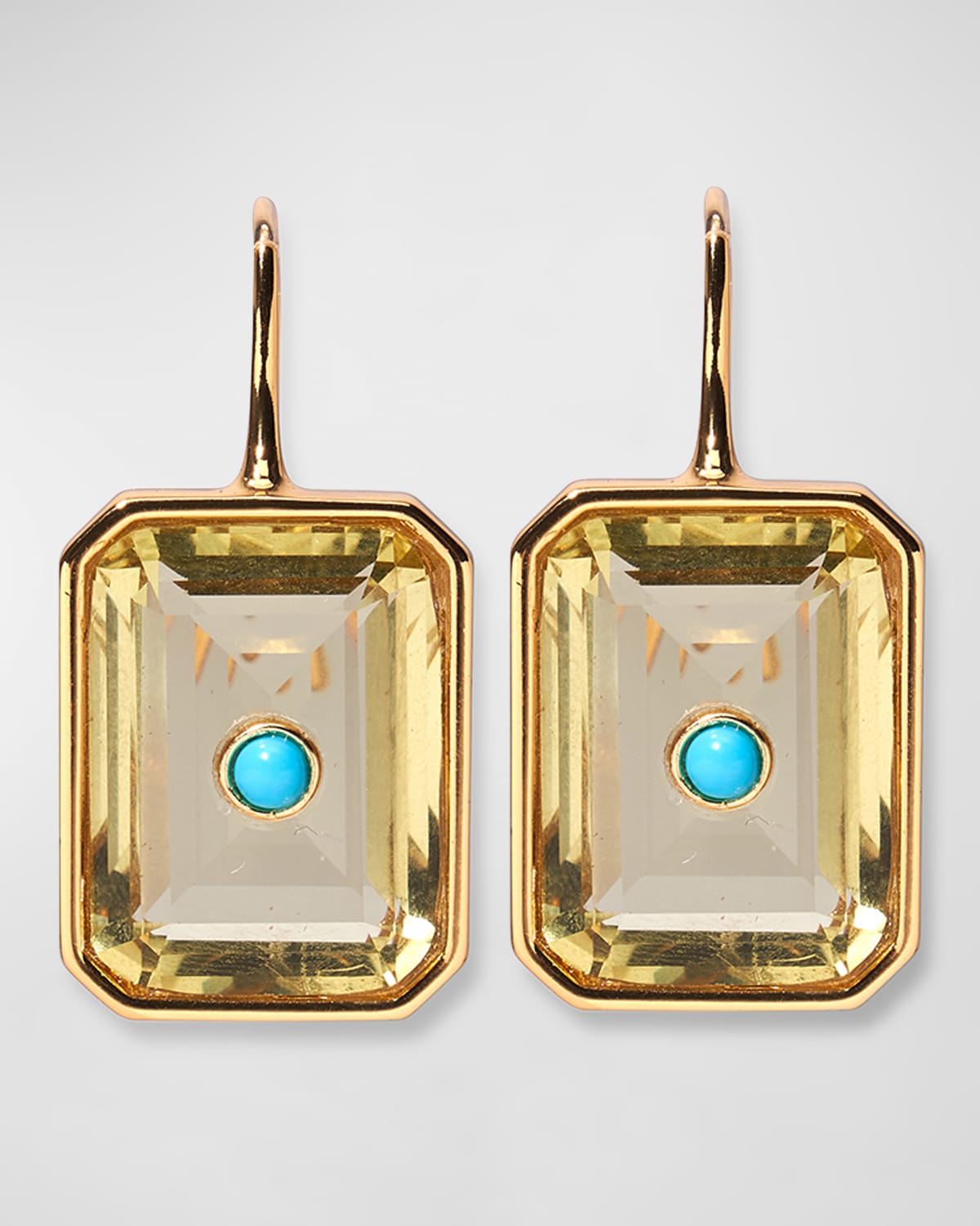 Lizzie Fortunato 24k Gold Plate Turquoise Tile Earrings In Yellow