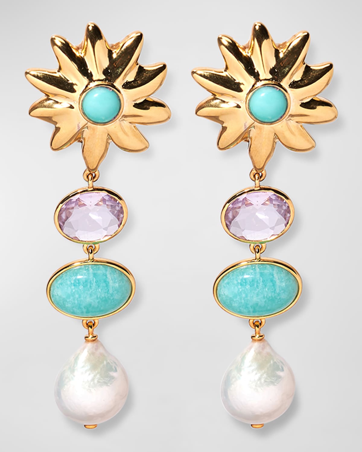 Lizzie Fortunato Aphrodite 24k Gold Plated Baroque Pearl Drop Earrings In Multi
