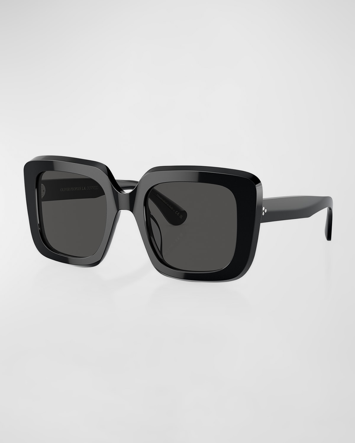 Shop Oliver Peoples Franca Beveled Acetate Square Sunglasses In Black