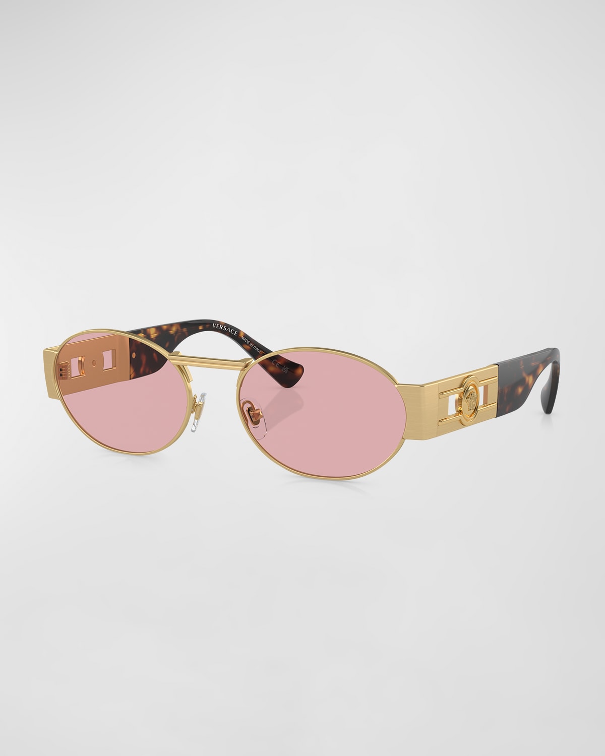 Versace Medusa Deco Steel & Acetate Oval Sunglasses In Matte Gold