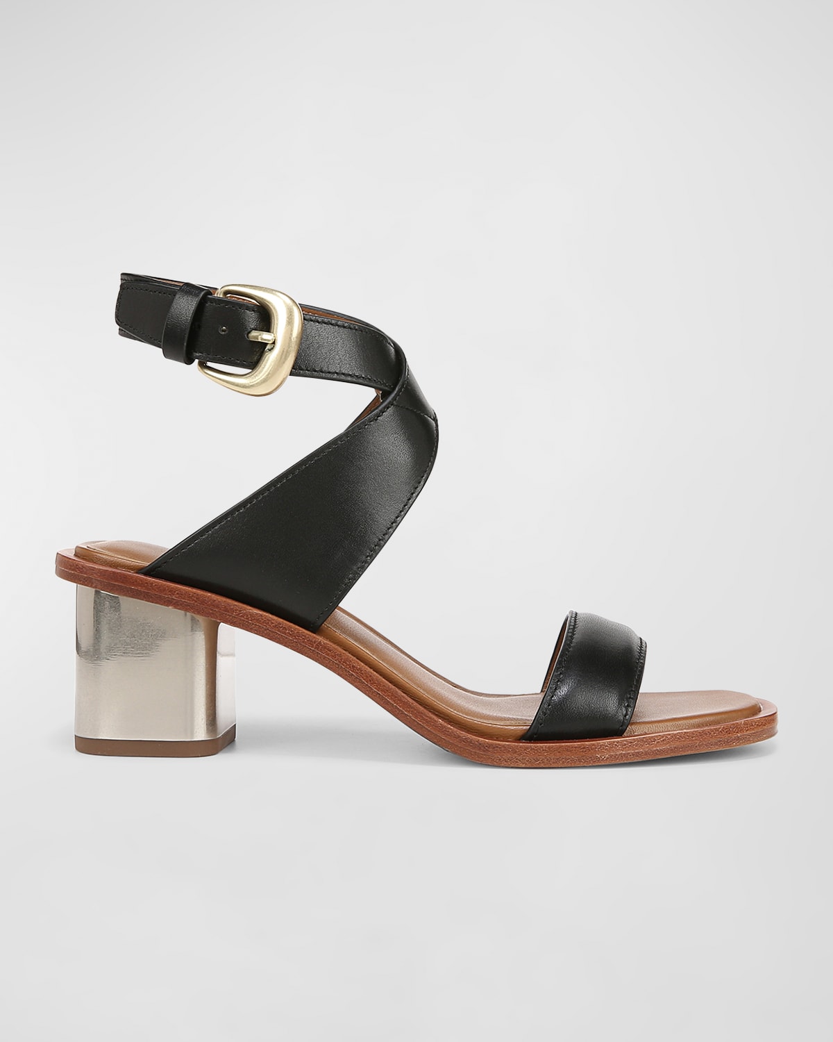 Vince Dalia Leather Block-heel Sandals In Black Leather