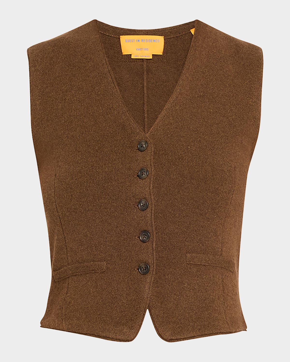 Guest In Residence Tailored Cashmere Vest In Brown