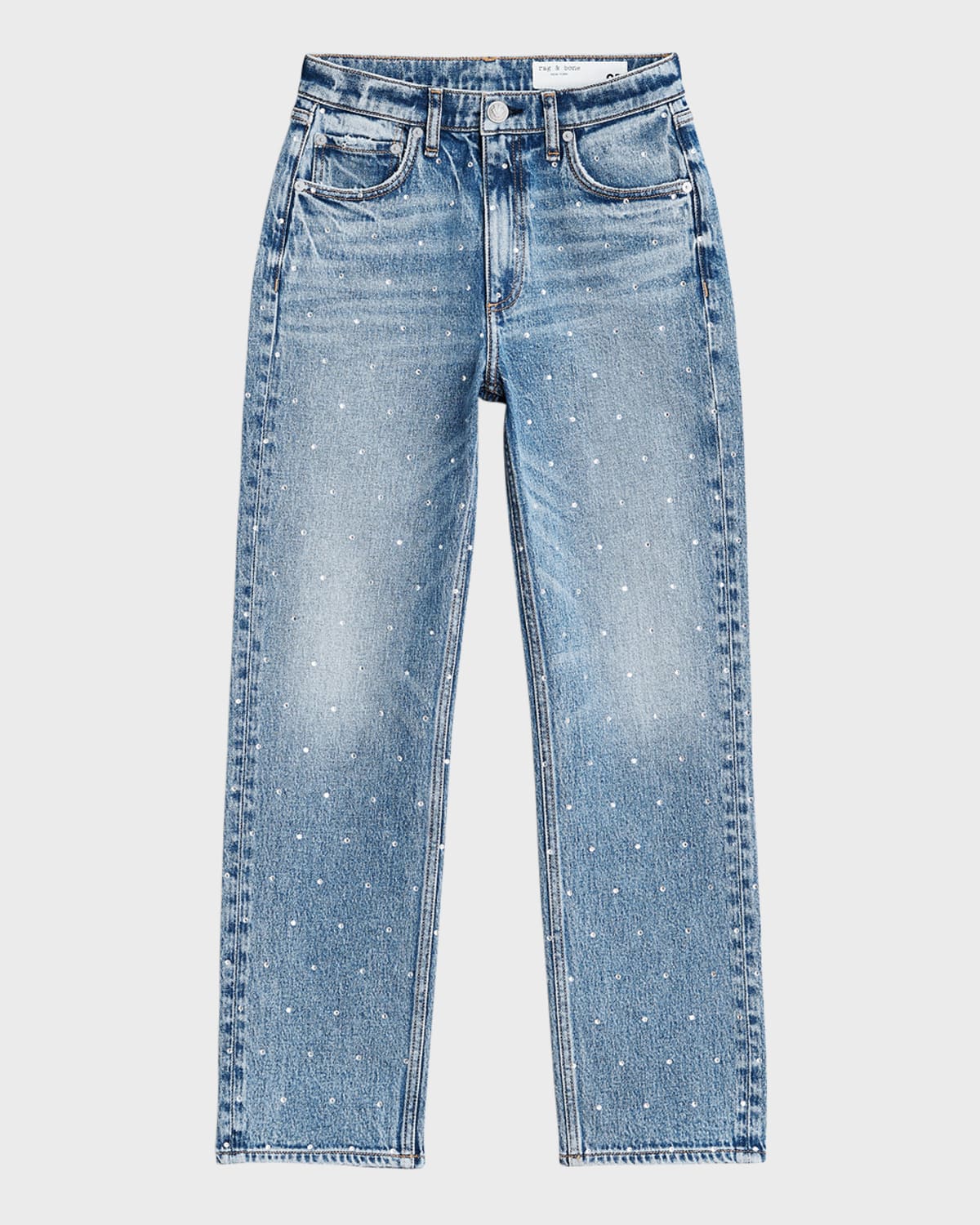 Shop Rag & Bone Harlow Jewel-embellished Straight-leg Jeans In Evjewel