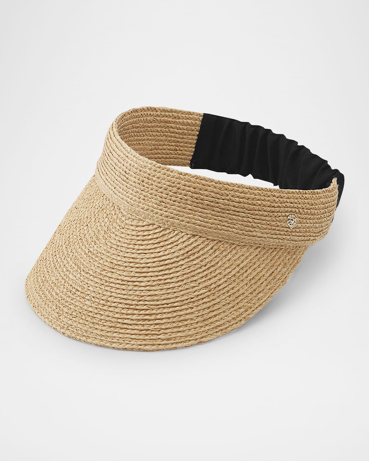 Helen Kaminski Medea Classic Straw & Ribbon Visor In Natural Black
