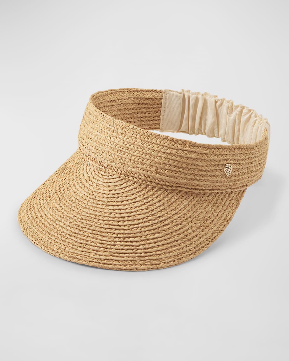 Helen Kaminski Medea Classic Straw & Ribbon Visor In Natural Creme