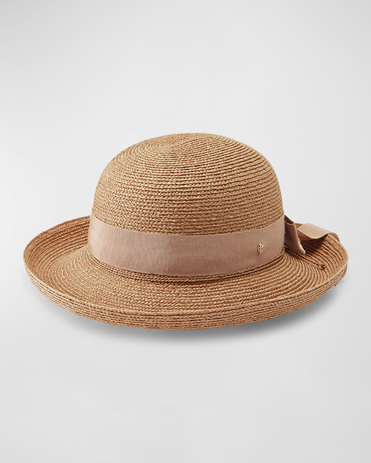 Helen Kaminski Braided Raffia Sun Hat With Grosgrain Bow In Nougat Lotus