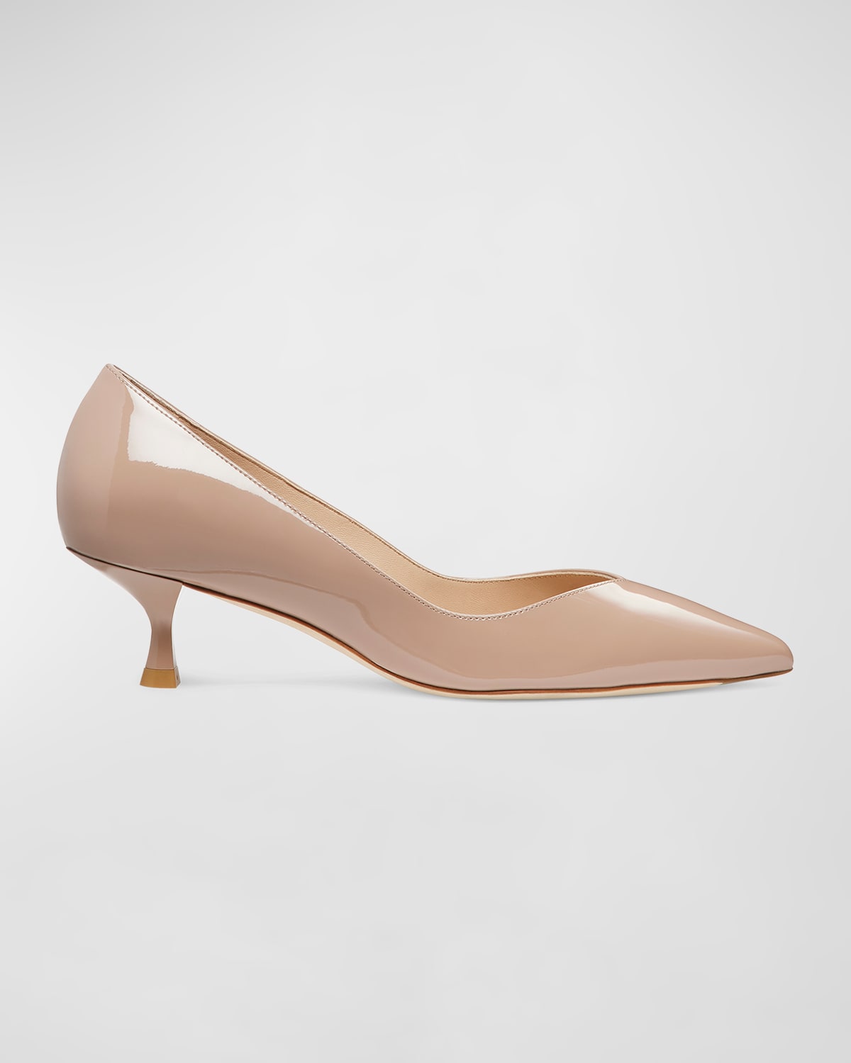 Shop Stuart Weitzman Eva Patent Kitten-heel Pumps In Fawn