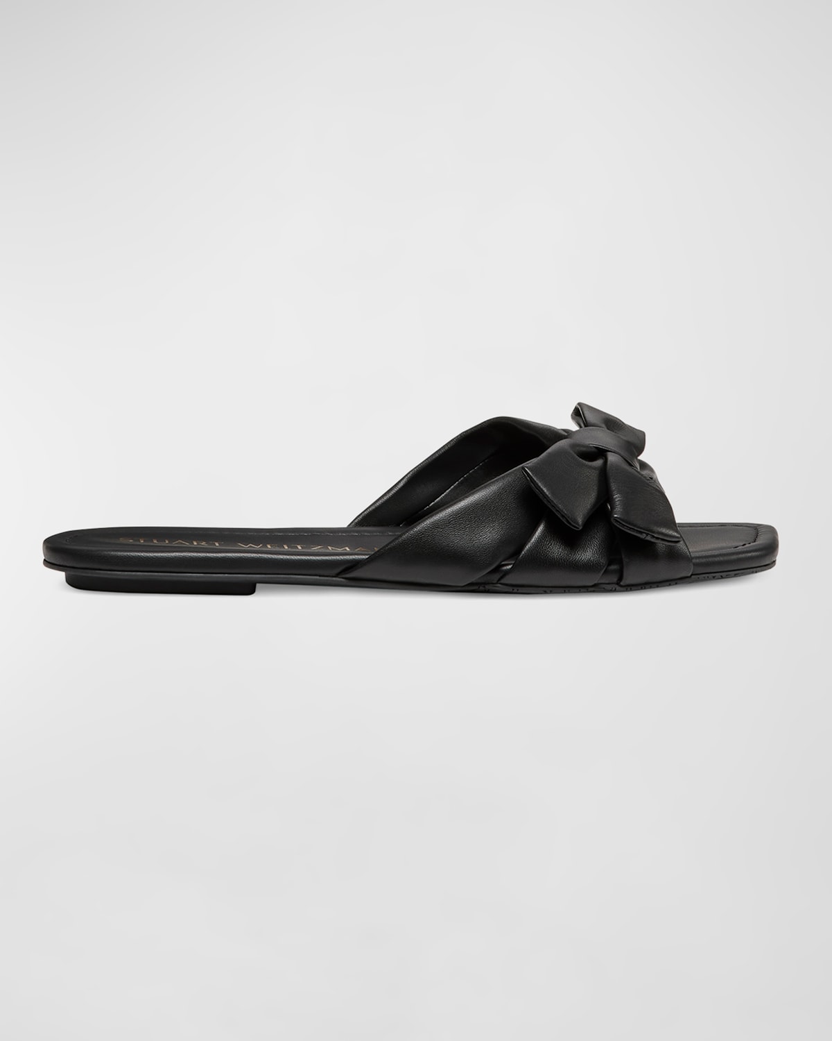 Stuart Weitzman Cece Twisted Leather Ring Slide Sandals In Black