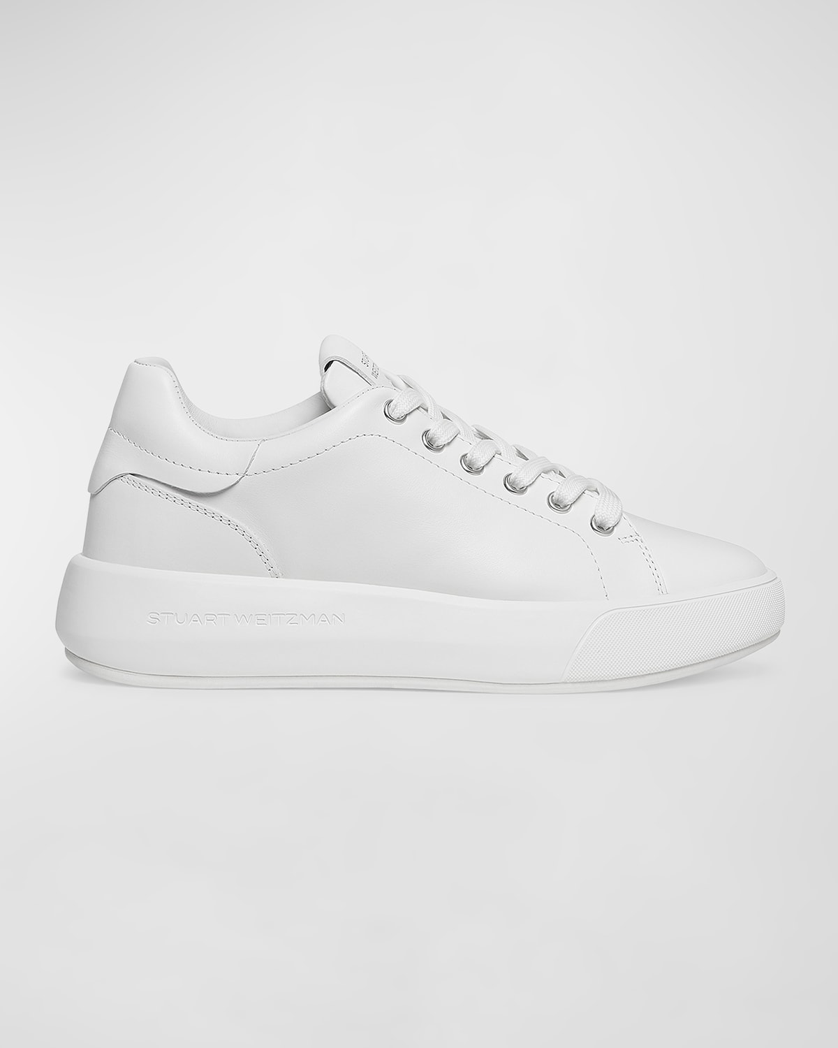 Stuart Weitzman Pro Sleek Leather Sneakers In White/black