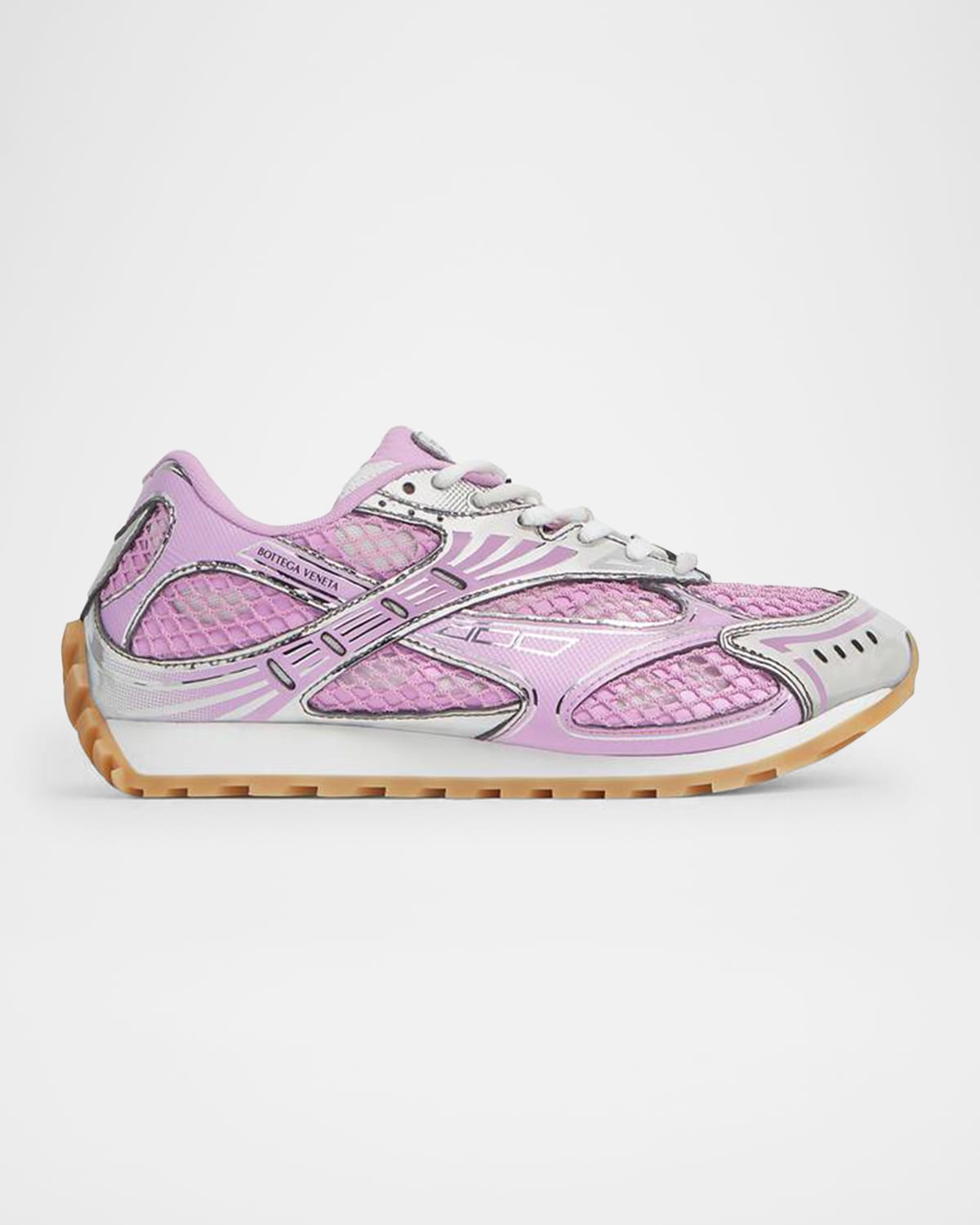 Bottega Veneta Orbit Low-top Mesh Sneakers In Gloss-silver
