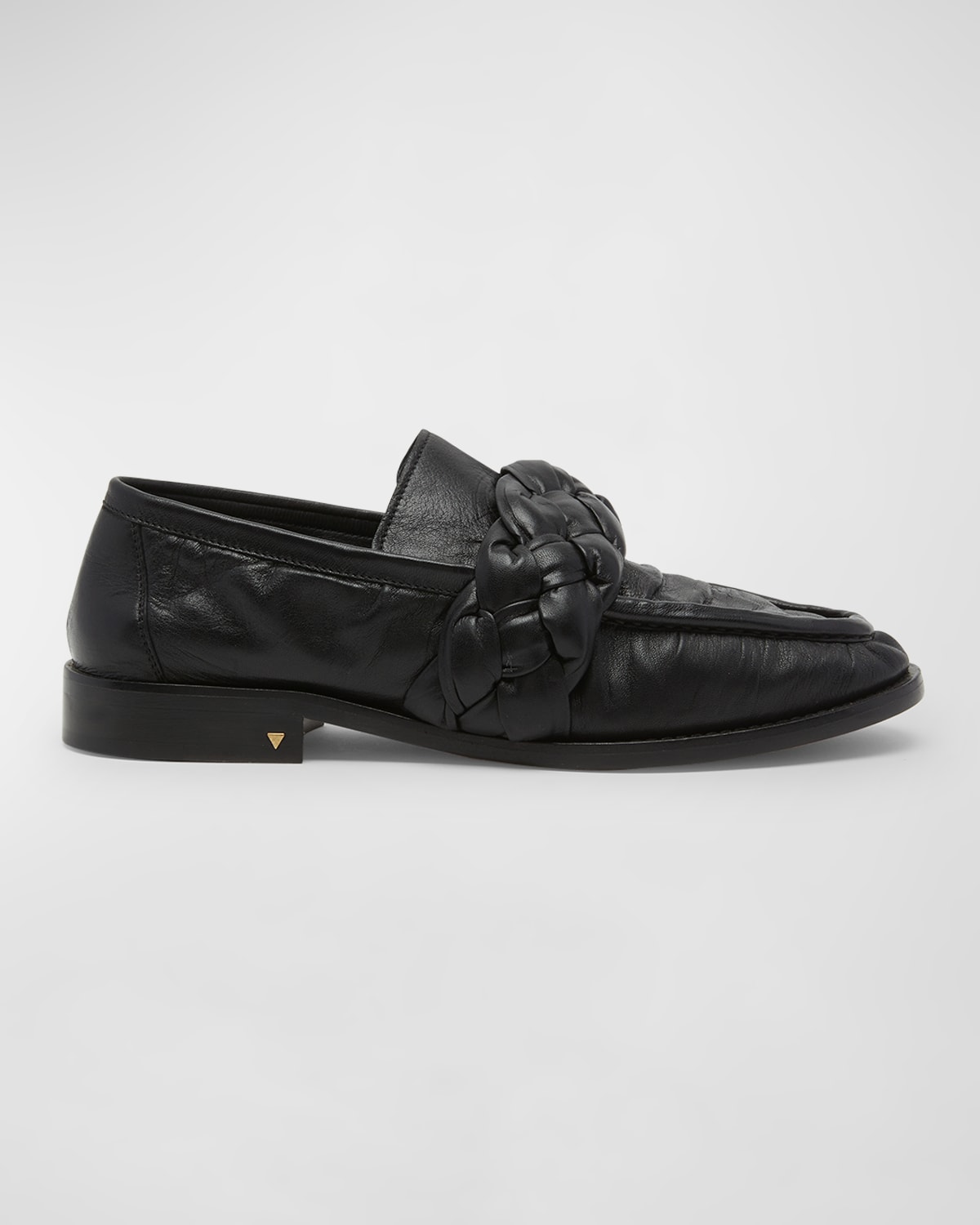 Shop Bottega Veneta Astair Leather Braid Slip-on Loafers In Black