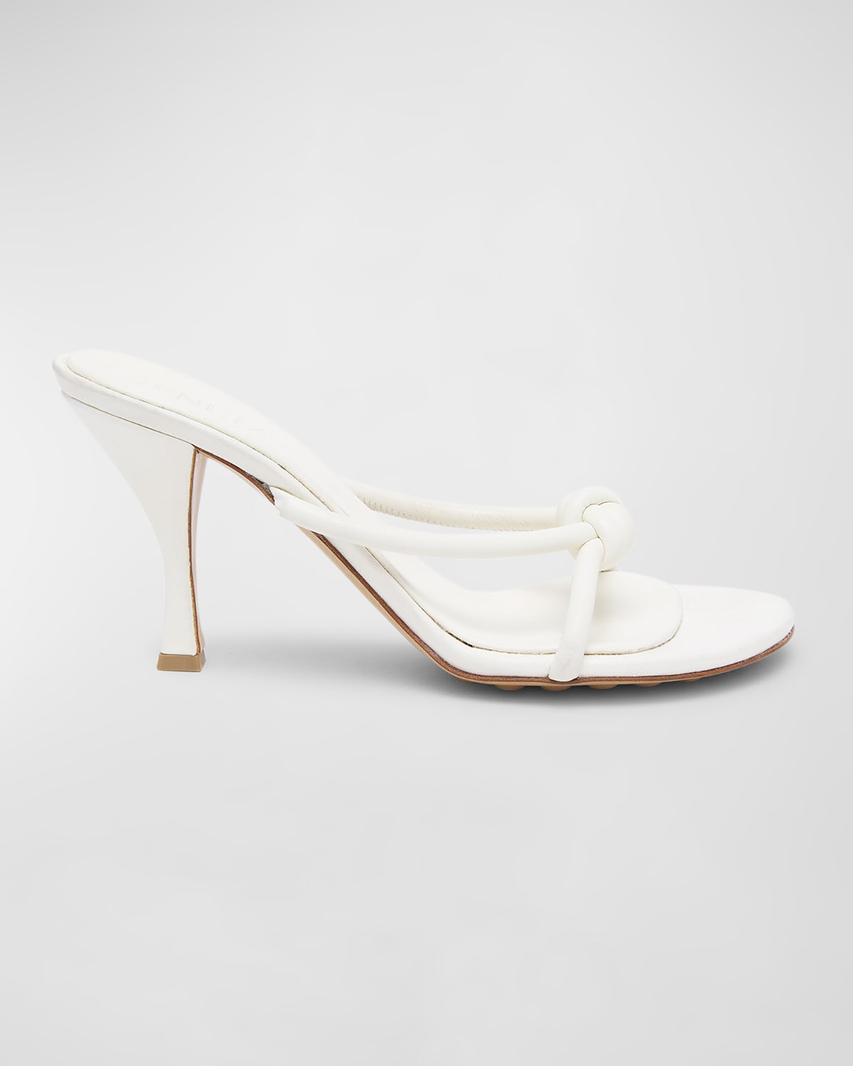 Shop Bottega Veneta Blink Leather Knot Slide Sandals In White