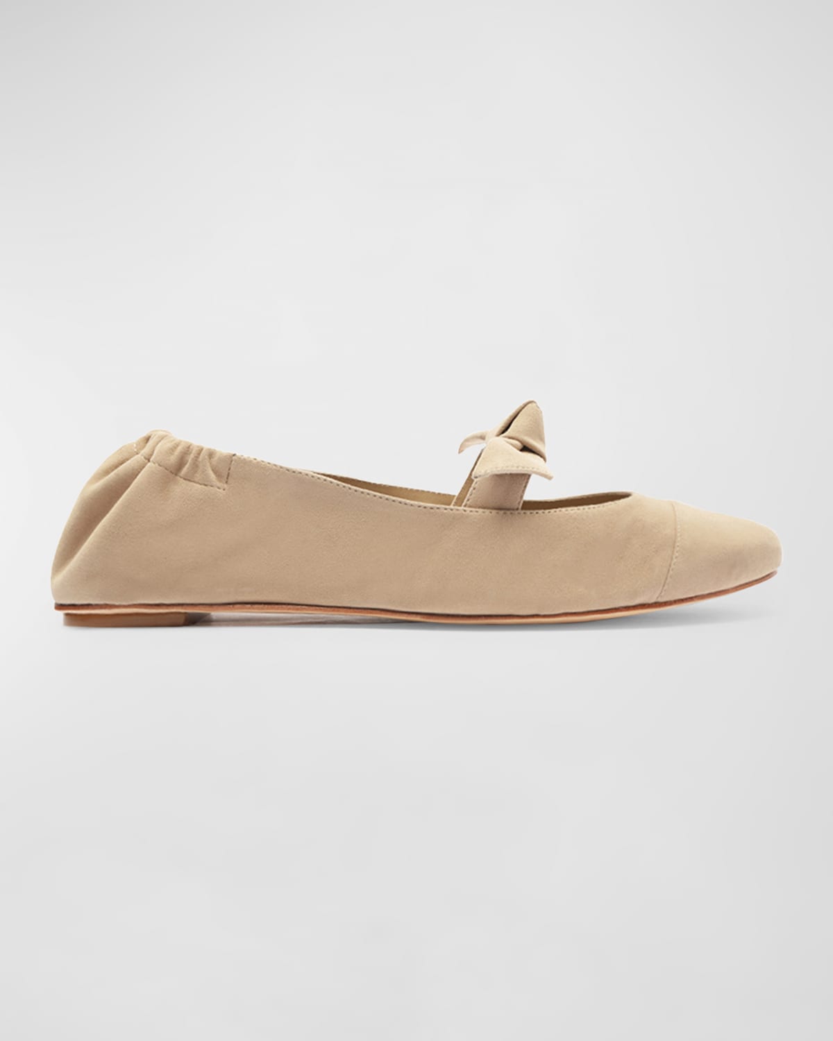 Alexandre Birman Clarita Metallic Bow Ballerina Flats In Semolina