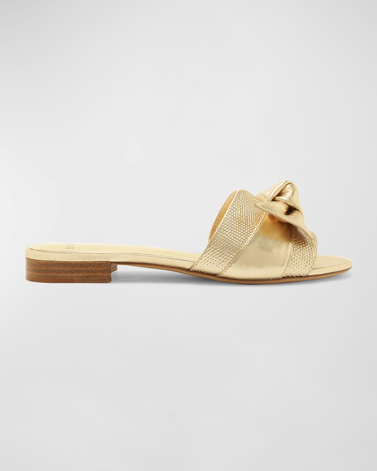 Alexandre Birman Maxi Clarita Leather Knot Flat Sandals In Gold